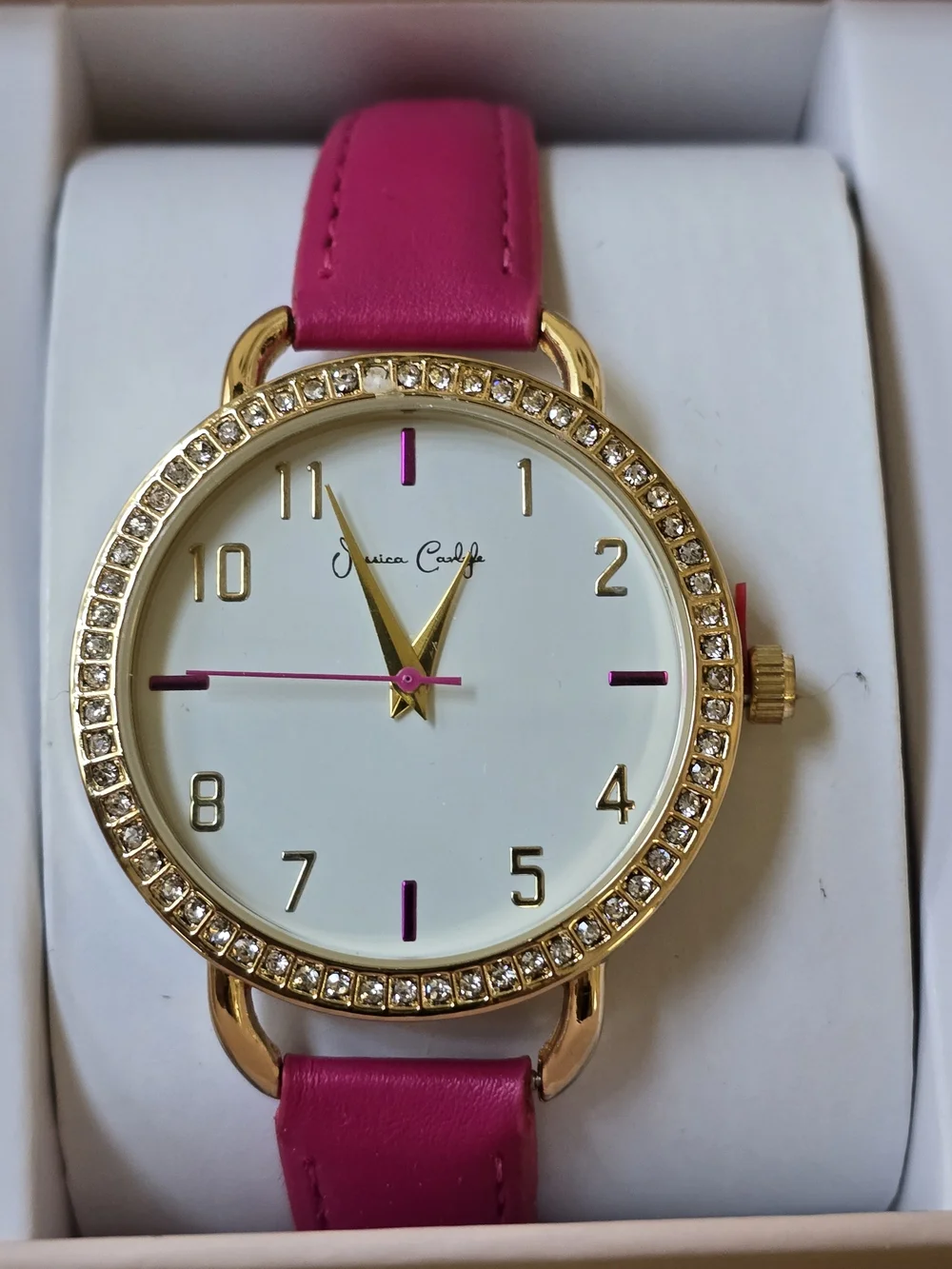 Pink Crystal-Accent Ladies Watch
